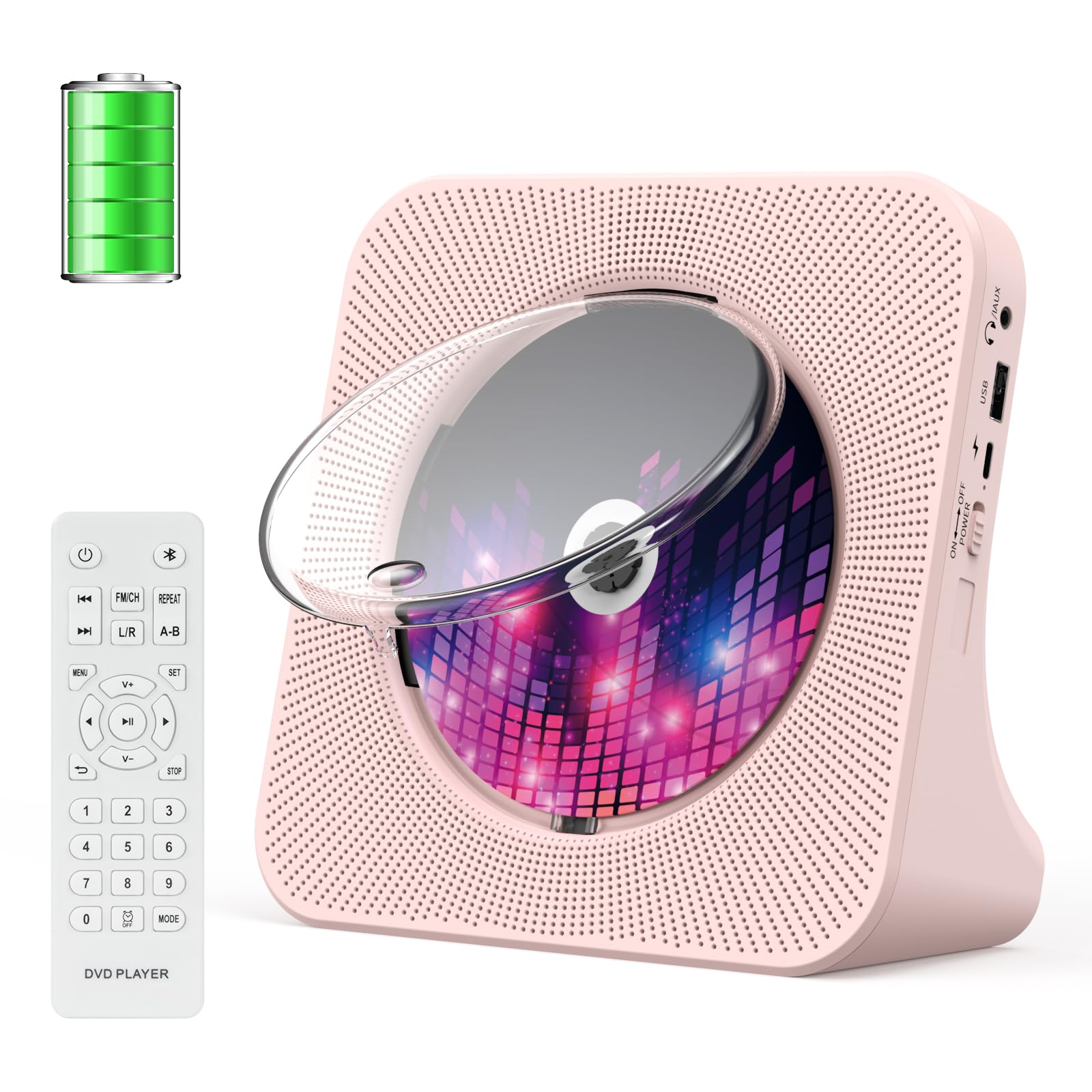 CD tabletop 1 CD radio and cassette compatible with Bluetooth 4000mah rechargeable CD compatible with with transparent LED remote control easy to рожевий
CD tabletop 1 CD radio and cassette compatible with Bluetooth 4000mah rechargeable CD compatible with with transparent LED remote control easy to рожевий