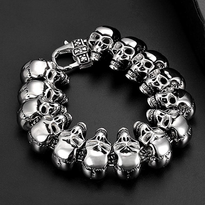 Punk Long Skull Bracelets For Men Stainless Steel Black Skull Charm Link Chain Bracelets Male Gothic Jewelry 21.5cm срібний
Punk Long Skull Bracelets For Men Stainless Steel Black Skull Charm Link Chain Bracelets Male Gothic Jewelry 21.5cm срібний