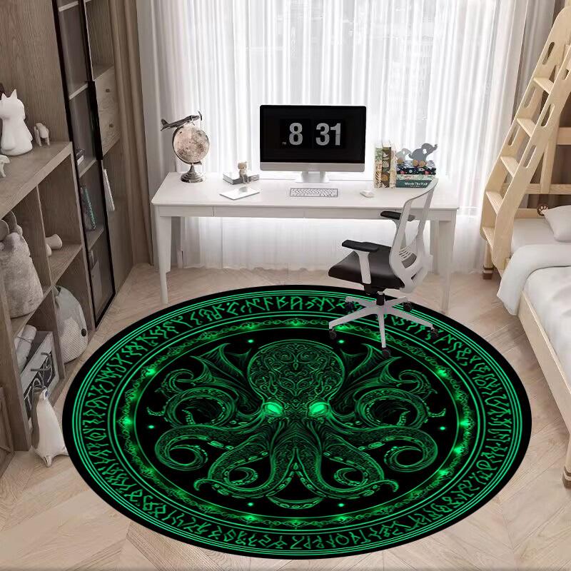 Green Octopus Symbol Round Rug Flannel Printed Carpet Dark Theme Home Decor Cozy Soft Floor Mat Living Room Indoor Use 120cm
Green Octopus Symbol Round Rug Flannel Printed Carpet Dark Theme Home Decor Cozy Soft Floor Mat Living Room Indoor Use 120cm