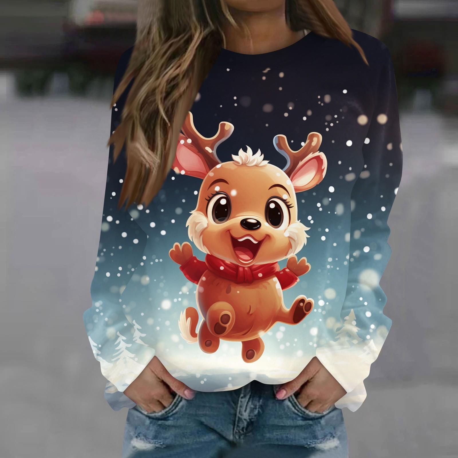 Женская повседневная мода с рождественским принтом и длинным рукавом с круглым вырезом, пуловер, блузка, толстовка XL
Женская повседневная мода с рождественским принтом и длинным рукавом с круглым вырезом, пуловер, блузка, толстовка XL