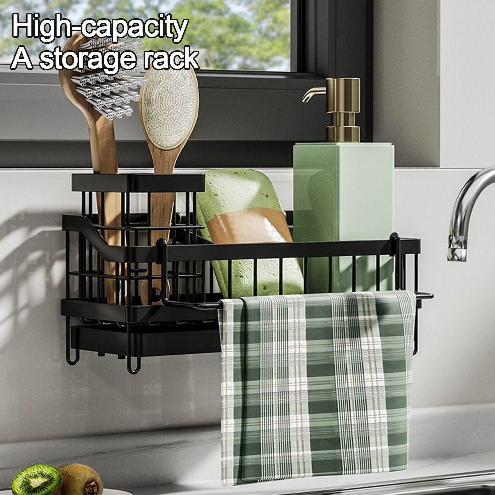 No Punching Dishwashing Sponge Rack Wall Mount Cleaner Tool Storage New Towel Brush Hold Kitchen Black-B
No Punching Dishwashing Sponge Rack Wall Mount Cleaner Tool Storage New Towel Brush Hold Kitchen Black-B