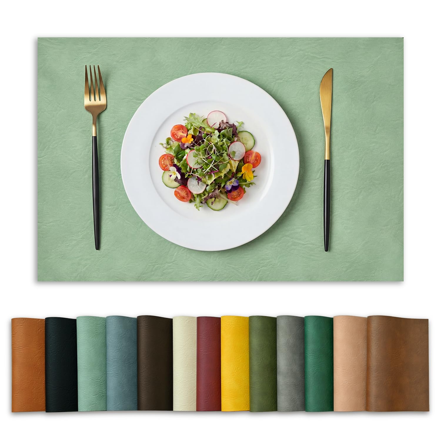 Olive Green Faux Leather Placemats Set of 4, 12x18 Inch Waterproof Wipeable Heat Resistant Vinyl Place Mats, Reversible Table Mats 12 x 18 , Rectangular Set of 4
Olive Green Faux Leather Placemats Set of 4, 12x18 Inch Waterproof Wipeable Heat Resistant Vinyl Place Mats, Reversible Table Mats 12 x 18 , Rectangular Set of 4