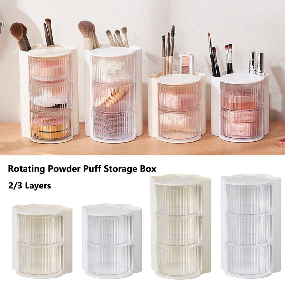 Rotating Powder Puff Storage Box Dust-proof Lipstick Makeup Brush Storage Shelf Desktop Organizer Beige-2 Layers
Rotating Powder Puff Storage Box Dust-proof Lipstick Makeup Brush Storage Shelf Desktop Organizer Beige-2 Layers