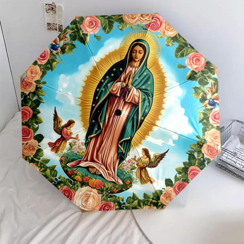 Virgin Mary and Jesus pattern, automatic folding umbrella, portable and foldable design, 8 ribs, a Christmas or birthday gift.
Virgin Mary and Jesus pattern, automatic folding umbrella, portable and foldable design, 8 ribs, a Christmas or birthday gift.