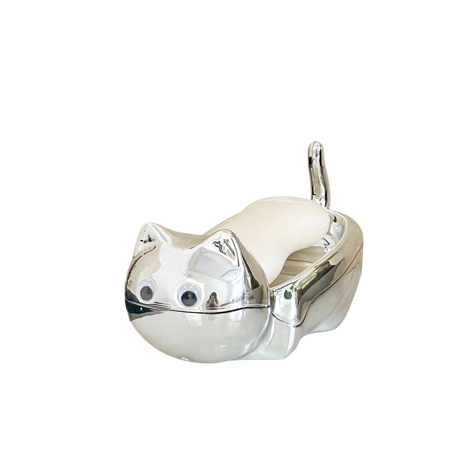 Creative Electroplated Cat Soap Dish Decorative Ornament for Fashion Home Decoration Unique Design Functional Bathroom Accessory one size срібний
Creative Electroplated Cat Soap Dish Decorative Ornament for Fashion Home Decoration Unique Design Functional Bathroom Accessory one size срібний