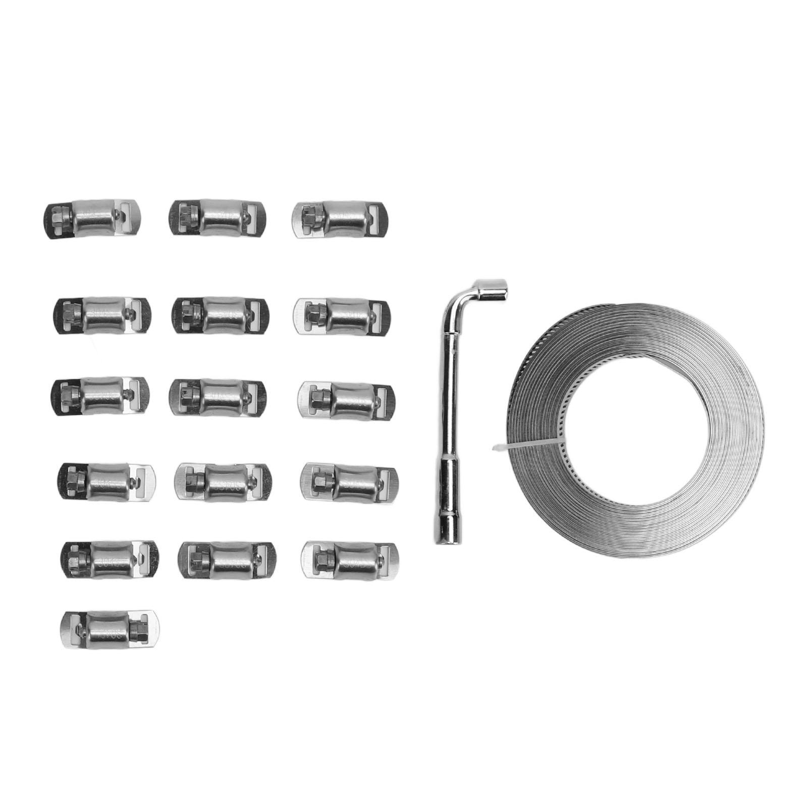 18PCS Hose Clamp Assortment Kit 304 Stainless Steel 10m Metal Strap 8 Stronger Fasteners for Pipe
18PCS Hose Clamp Assortment Kit 304 Stainless Steel 10m Metal Strap 8 Stronger Fasteners for Pipe