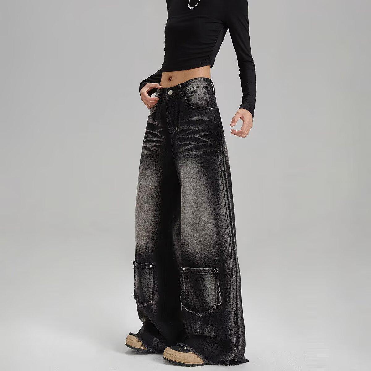 Винтажные джинсы с высокой посадкой и широкими штанинами для женщин - тренд весна/лето 2XL черный серый
Винтажные джинсы с высокой посадкой и широкими штанинами для женщин - тренд весна/лето 2XL черный серый