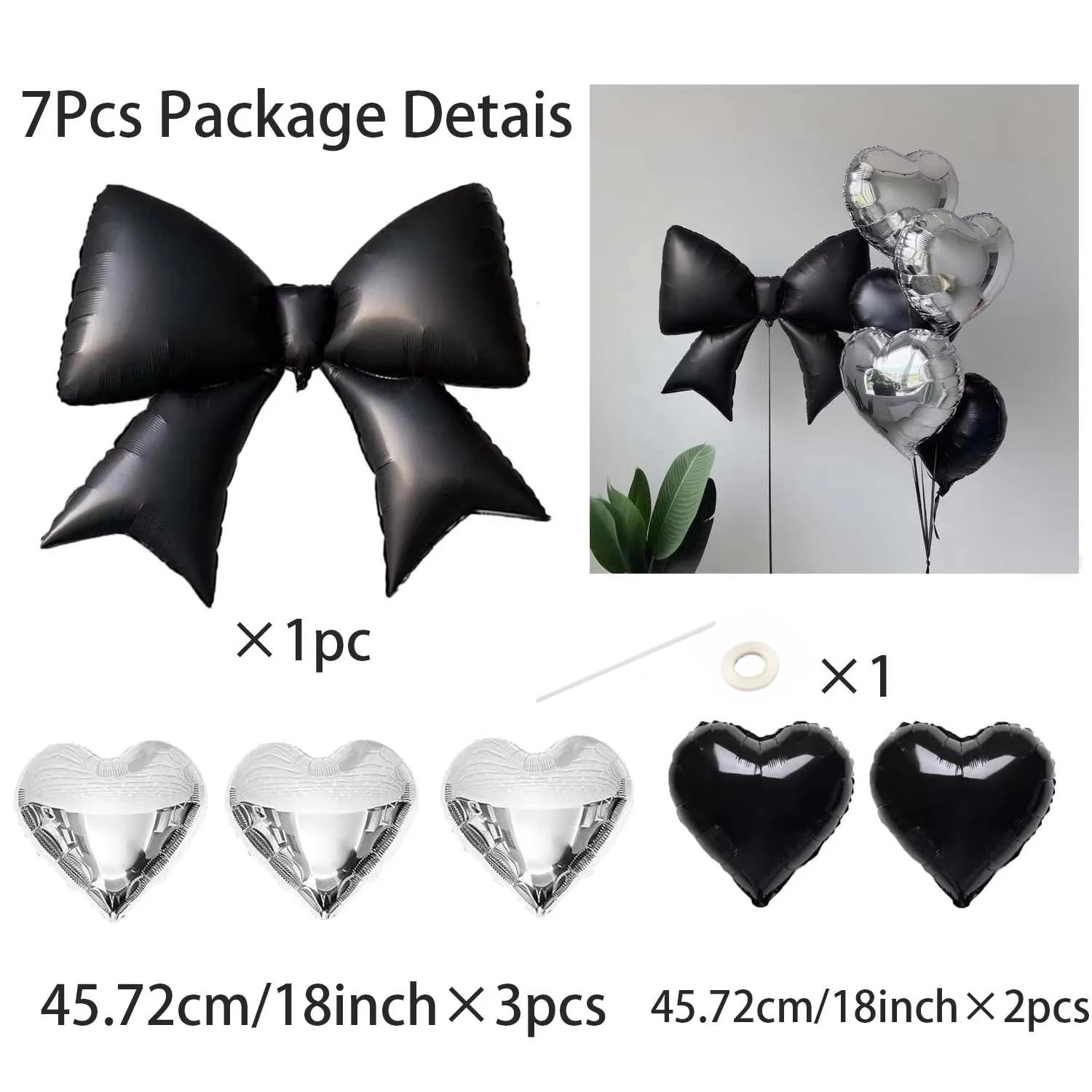 1 Set Black Bow & Silver Heart Accents, Elegant Glitter for Valentine s Anniversary Wedding, Balloon & Gift Decor Kit Other
1 Set Black Bow & Silver Heart Accents, Elegant Glitter for Valentine s Anniversary Wedding, Balloon & Gift Decor Kit Other
