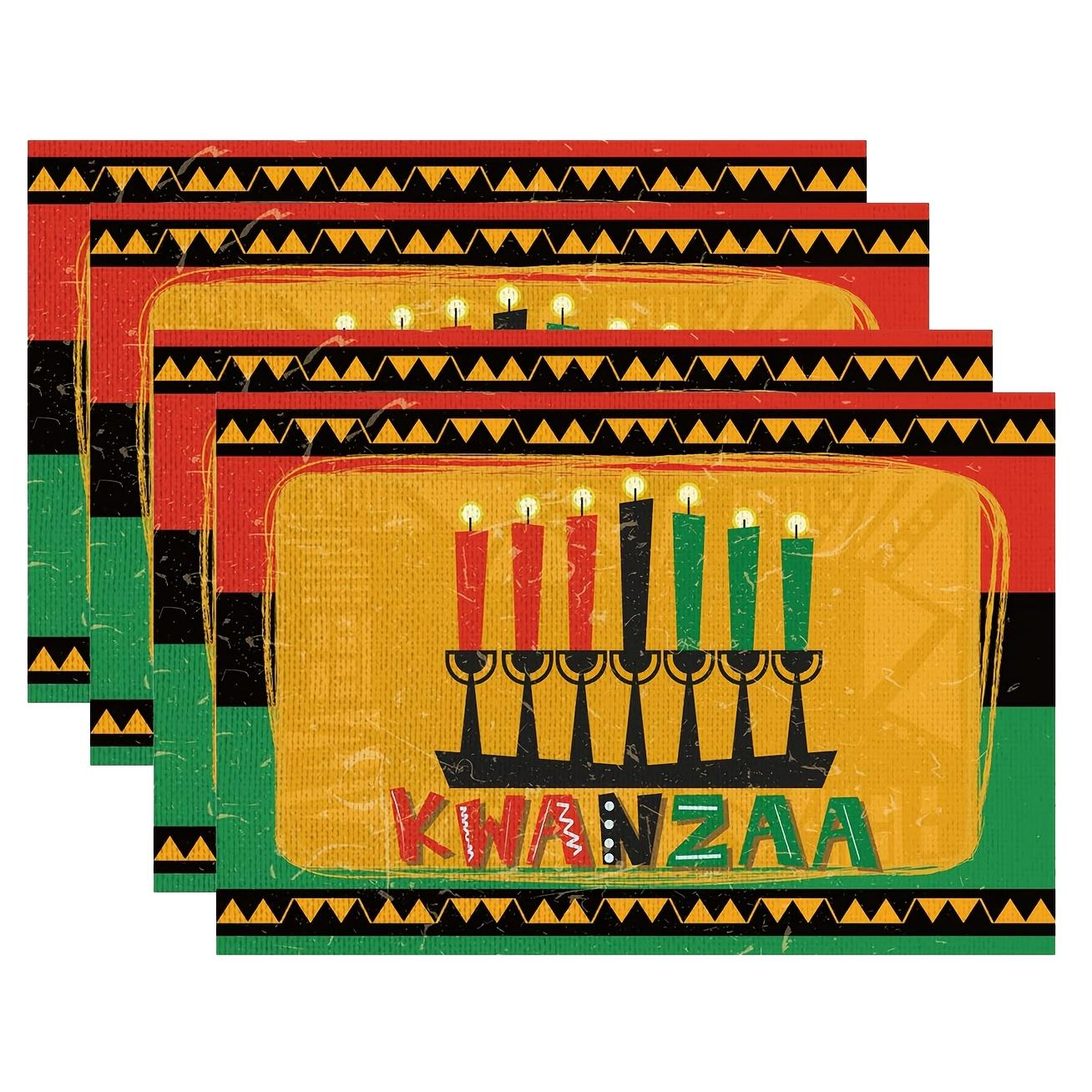 4pcs Vintage Kwanzaa Placemats – Kinara Candle Design, Red, Green & Black Colors, 12x18in, Festive Holiday Table Decor 30x45cm-4PC
4pcs Vintage Kwanzaa Placemats – Kinara Candle Design, Red, Green & Black Colors, 12x18in, Festive Holiday Table Decor 30x45cm-4PC