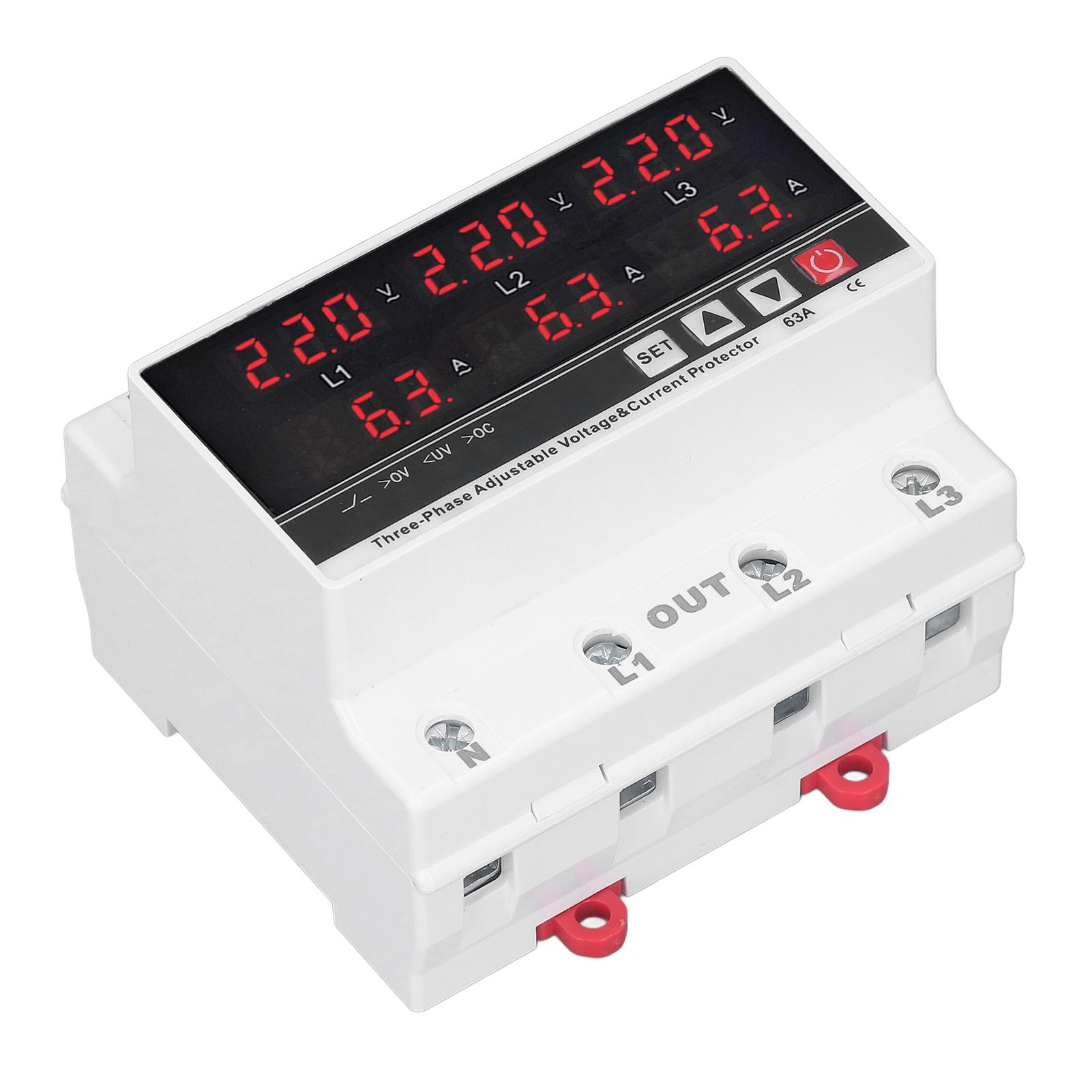 Undervoltage Protector DIN Rail Adjustable Overcurrent Protector AC120V‑300V 63A 3 Phase 3 Wire 4 Wire
Undervoltage Protector DIN Rail Adjustable Overcurrent Protector AC120V‑300V 63A 3 Phase 3 Wire 4 Wire