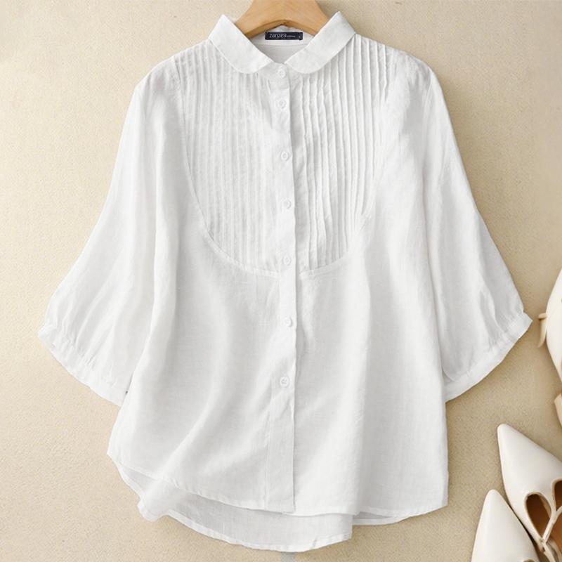 ZANZEA Женская повседневная однотонная свободная блузка на пуговицах с коротким рукавом S белый
ZANZEA Женская повседневная однотонная свободная блузка на пуговицах с коротким рукавом S белый