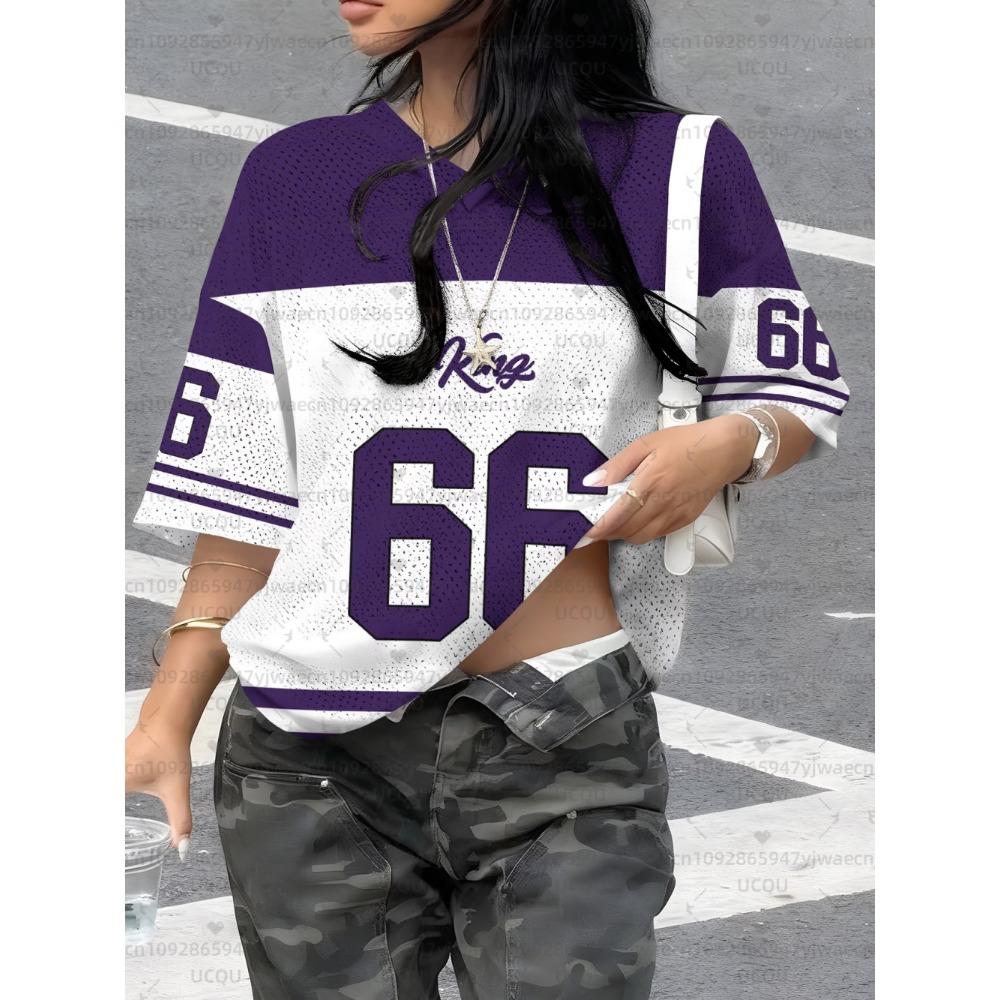 Women s King No.66 Print V-Neck Short Sleeve T-Shirt Summer Graphic Tee Hole Mesh Jerseys Plus Size Sport T-Shirt XL
Women s King No.66 Print V-Neck Short Sleeve T-Shirt Summer Graphic Tee Hole Mesh Jerseys Plus Size Sport T-Shirt XL