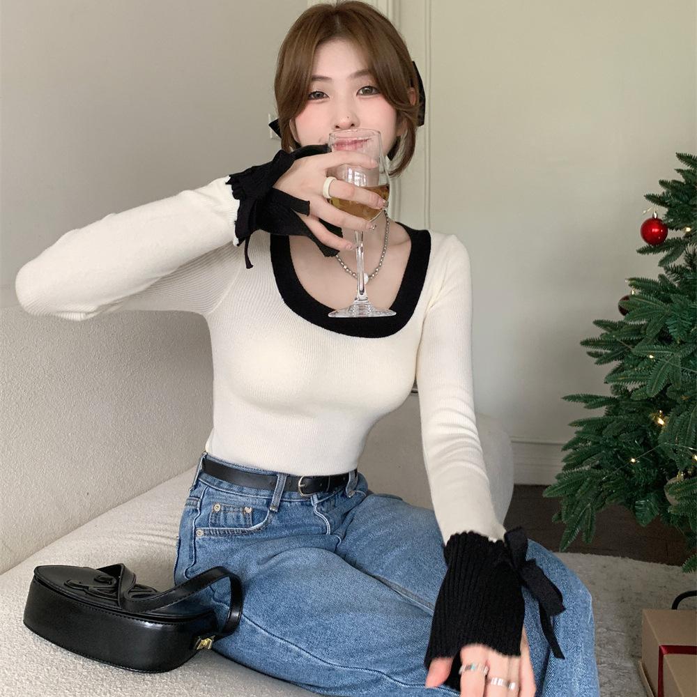 Contrasting color square neck knitted sweater women s autumn and winter design sense pullover gentle wind sweater slim and thin versatile one size fits all білий
Contrasting color square neck knitted sweater women s autumn and winter design sense pullover gentle wind sweater slim and thin versatile one size fits all білий