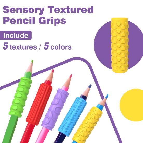 Textured Silicone Pen Grip Sensory Fidget Toys for Kids Students Adults Reusable Handwriting Tool for Stress Anxiety Relief 5pcs
Textured Silicone Pen Grip Sensory Fidget Toys for Kids Students Adults Reusable Handwriting Tool for Stress Anxiety Relief 5pcs
