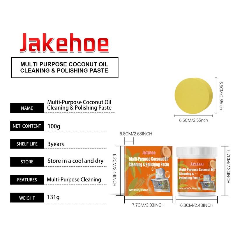 JAKEHOE Multi-Purpose Cleaning and Polishing Paste - Kitchen Stove Countertop Stain and Oil Removal and Polishing Surface 100g
JAKEHOE Multi-Purpose Cleaning and Polishing Paste - Kitchen Stove Countertop Stain and Oil Removal and Polishing Surface 100g