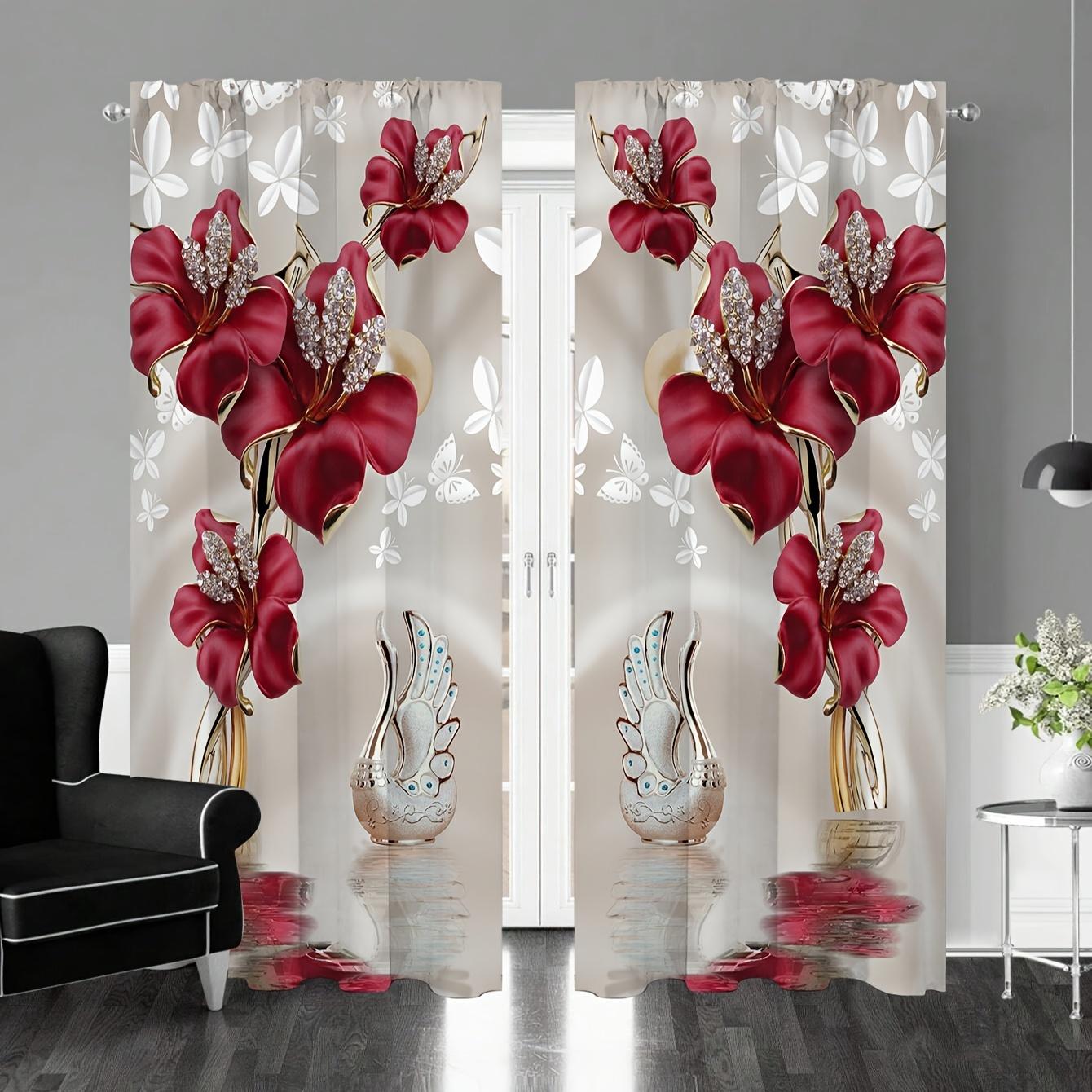 Luxury Beautiful Flowers Print Curtain Rod Pocket Drapes, Decorative Curtains For Living Room Bedroom Office Home Decor W65X60H(cm)X2Pcs&Grommet Top
Luxury Beautiful Flowers Print Curtain Rod Pocket Drapes, Decorative Curtains For Living Room Bedroom Office Home Decor W65X60H(cm)X2Pcs&Grommet Top