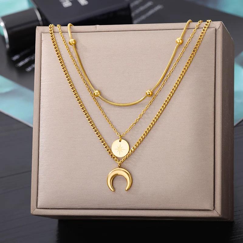 Stainless Steel Geometry Star Moon Pendant Multilayer Chain Choker Necklace For Women Wedding Accessories Dropshipping
Stainless Steel Geometry Star Moon Pendant Multilayer Chain Choker Necklace For Women Wedding Accessories Dropshipping