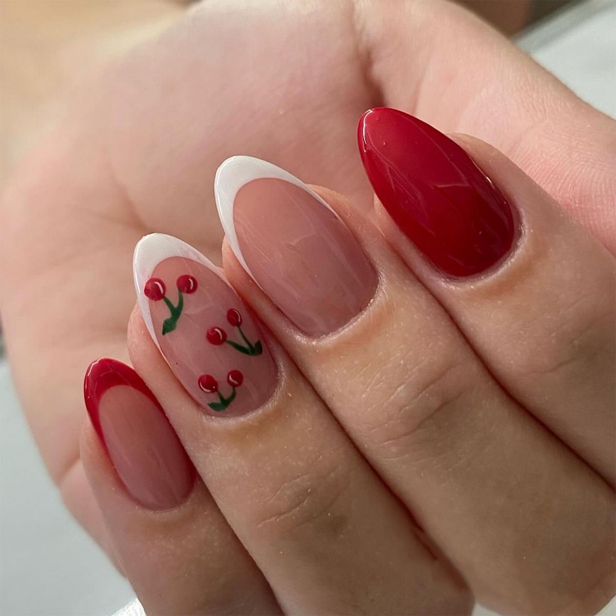 Xiaohongshu Style Cherry Nail Art French White Press-On Nails - Removable Fake Nail Tips
Xiaohongshu Style Cherry Nail Art French White Press-On Nails - Removable Fake Nail Tips
