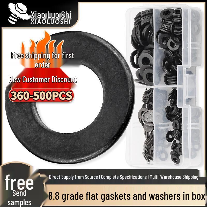 8.8 Grade High-Strength Black Flat Washer Set - 360/500 PCS 500PCS High Strength Flat Washer Set
8.8 Grade High-Strength Black Flat Washer Set - 360/500 PCS 500PCS High Strength Flat Washer Set