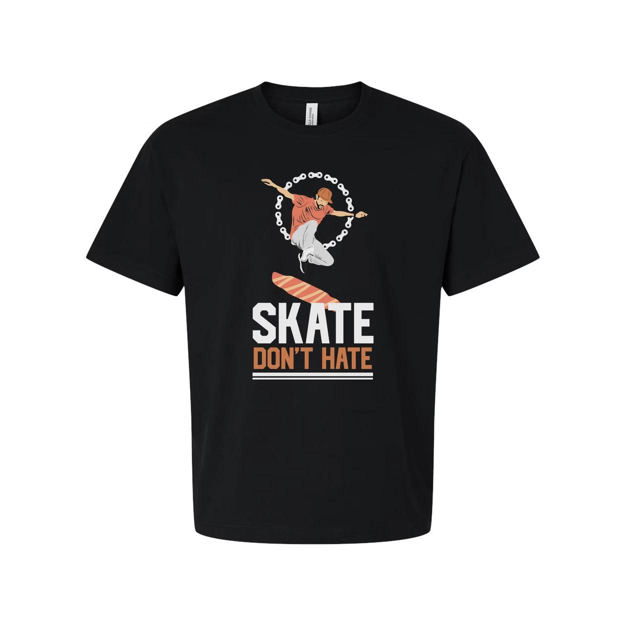 Skateboarder Silhouette Graphic Tee With Dont Hate Skateboard Motif Unisex Short M
Skateboarder Silhouette Graphic Tee With Dont Hate Skateboard Motif Unisex Short M