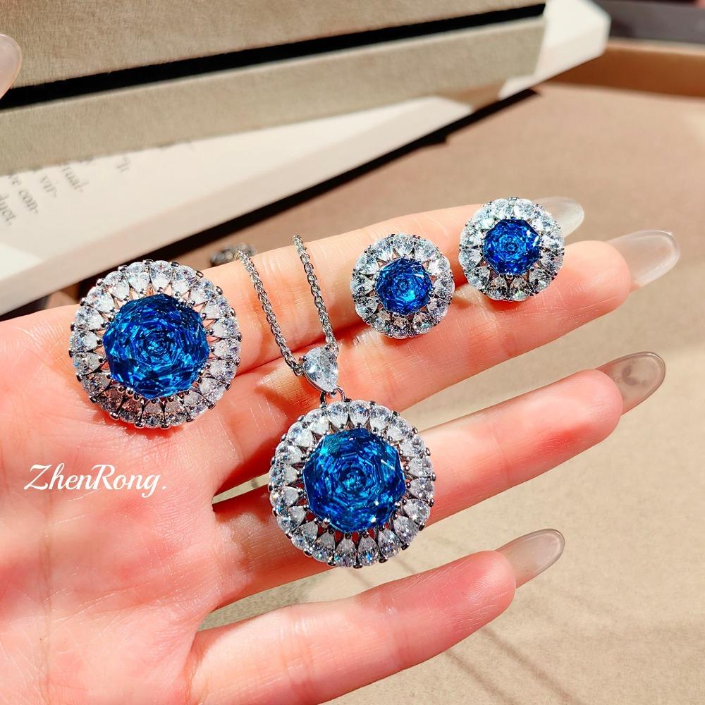 Octagon Tanzanite Blue Necklace Pink Pendant Sparkling High Carbon Diamond Earrings Gemstone Ring Women Jewelry Set
Octagon Tanzanite Blue Necklace Pink Pendant Sparkling High Carbon Diamond Earrings Gemstone Ring Women Jewelry Set