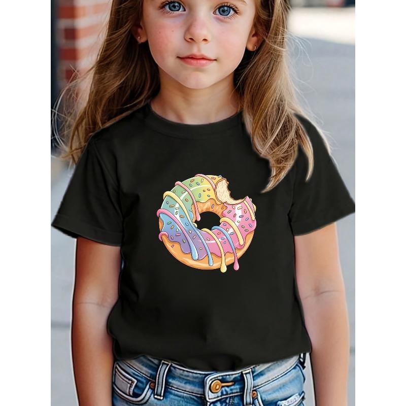 European size Girls round-neck short-sleeved T-shirt with colorful doughnut pattern print 98cm чёрный
European size Girls round-neck short-sleeved T-shirt with colorful doughnut pattern print 98cm чёрный