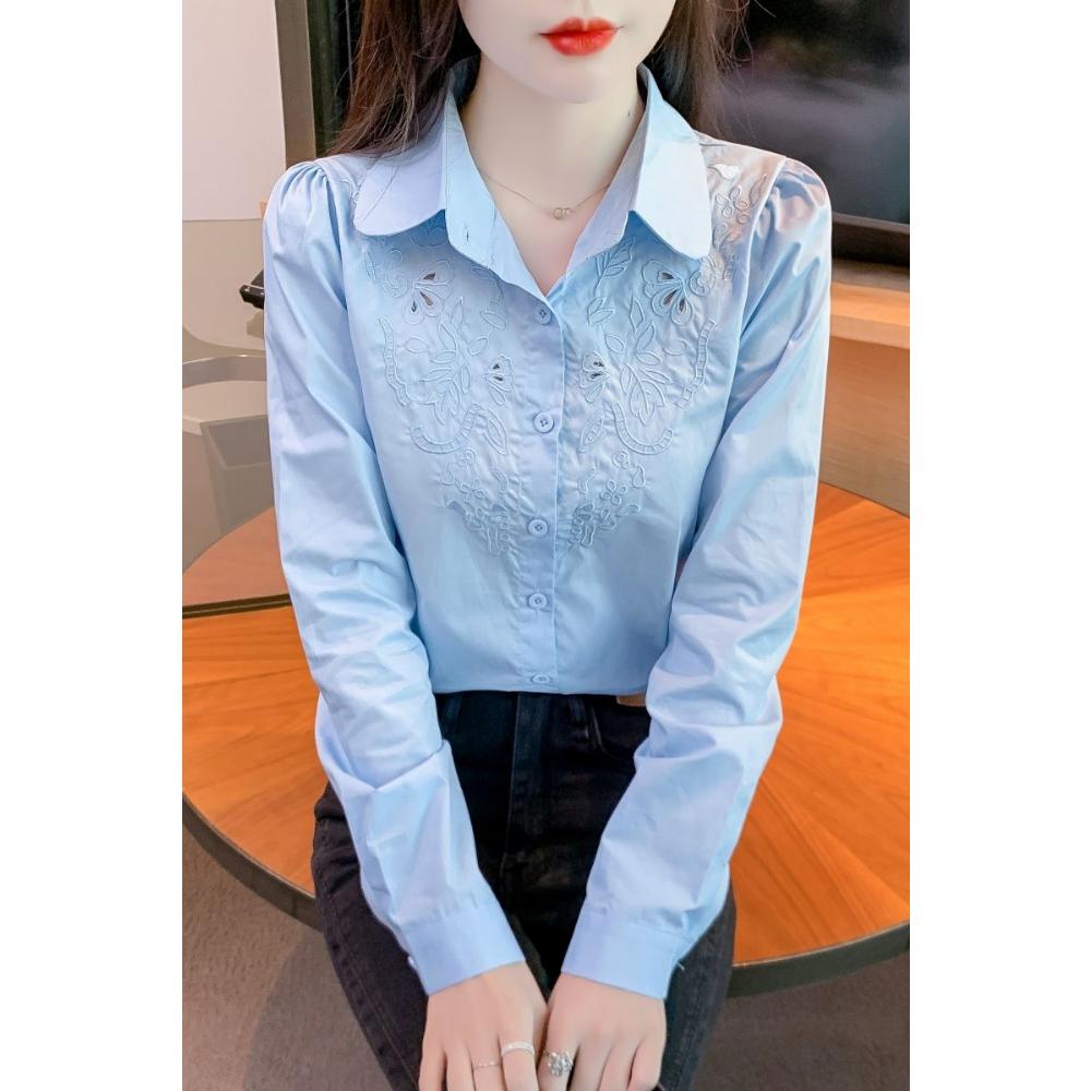 Spring Autumn New Women Fashion Polo Collar Elegant Cotton Shirt Long Sleeve Trendy Embroidered Top S білий
Spring Autumn New Women Fashion Polo Collar Elegant Cotton Shirt Long Sleeve Trendy Embroidered Top S білий