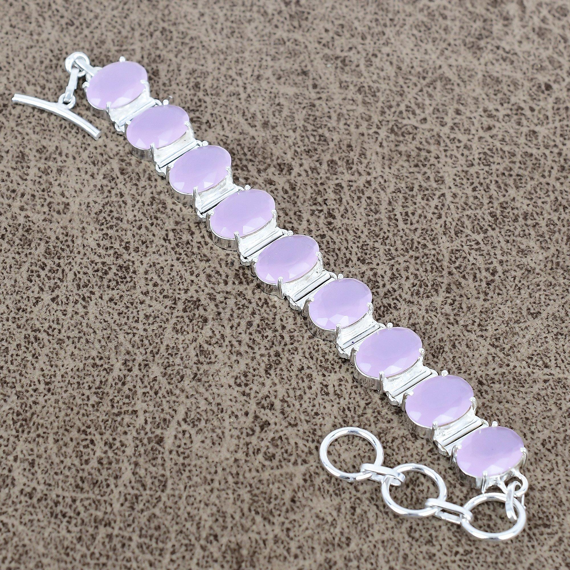 Pink Chalcedony Gemstone Handmade 925 Sterling Silver Bracelet 7-8 KKG-136
Pink Chalcedony Gemstone Handmade 925 Sterling Silver Bracelet 7-8 KKG-136