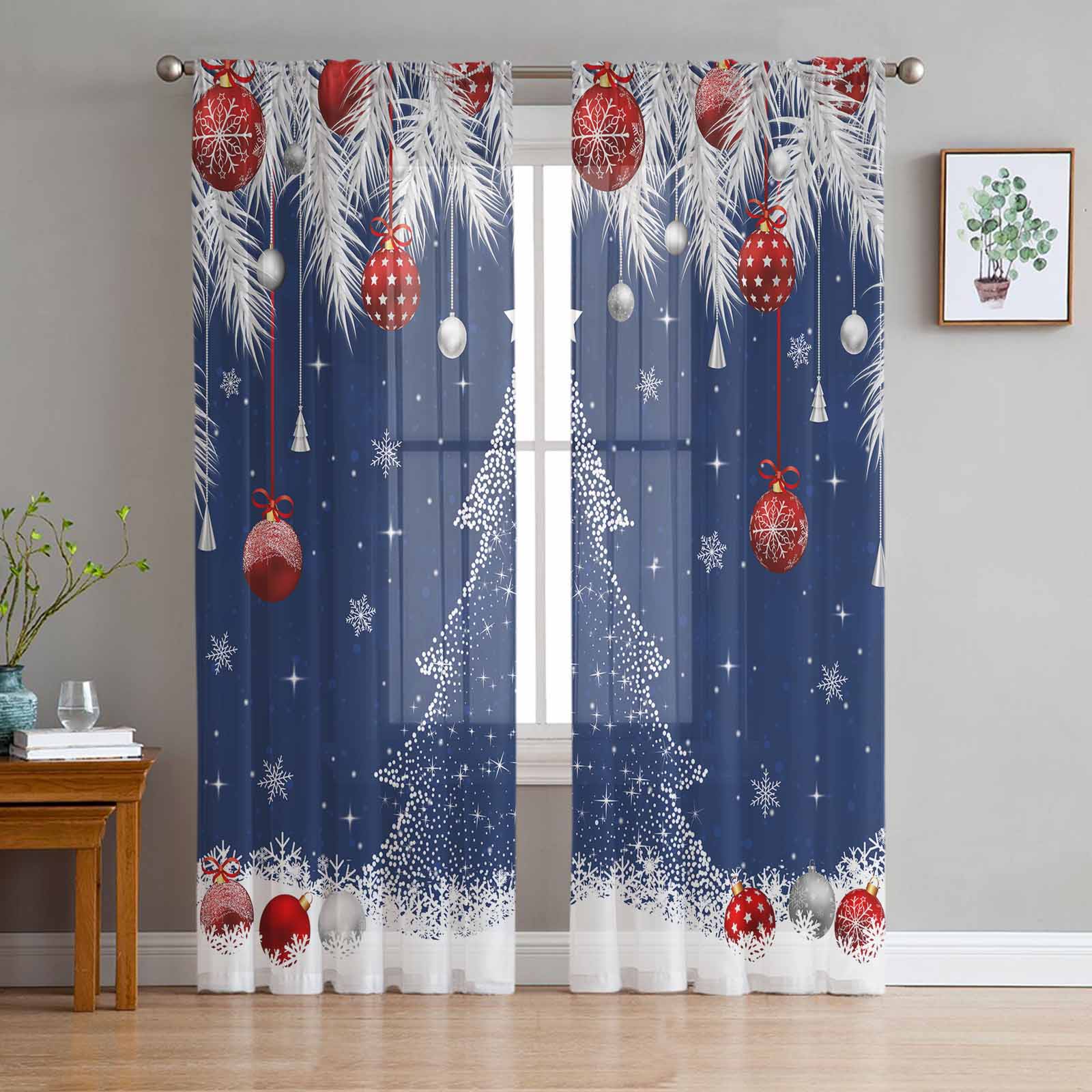 Christmas And Winter Silver Cedar Leaves Curtains For Living Room Bedroom Home Decoration Window Voile Tulle Curtain Drapes W135 x H114cm
Christmas And Winter Silver Cedar Leaves Curtains For Living Room Bedroom Home Decoration Window Voile Tulle Curtain Drapes W135 x H114cm