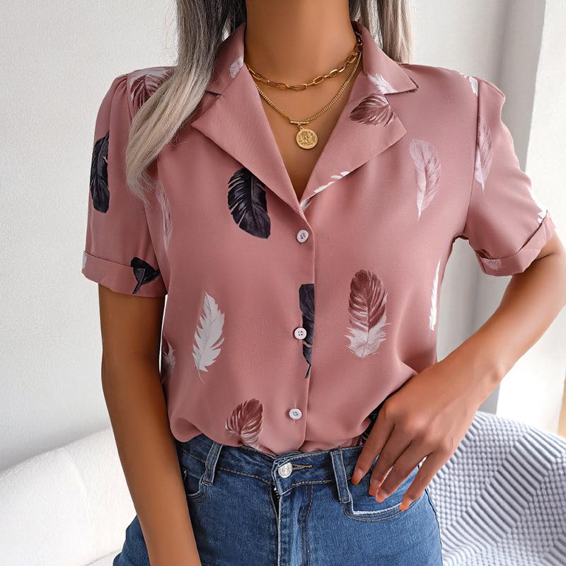 Женская летняя повседневная офисная рубашка с коротким рукавом и принтом перьев, блузка, топ XL розовый
Женская летняя повседневная офисная рубашка с коротким рукавом и принтом перьев, блузка, топ XL розовый