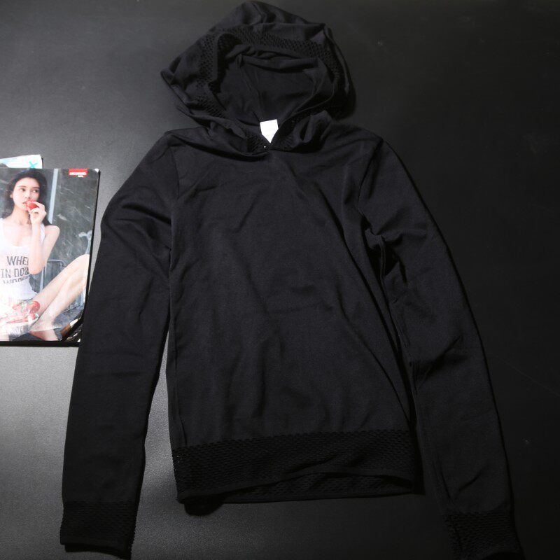 European and American Orders! Hooded Sports Long Sleeves Women s Stylish Mesh Hollow out Breathable Quick-Drying Running Yoga Clothes Workout Top Black XS
European and American Orders! Hooded Sports Long Sleeves Women s Stylish Mesh Hollow out Breathable Quick-Drying Running Yoga Clothes Workout Top Black XS