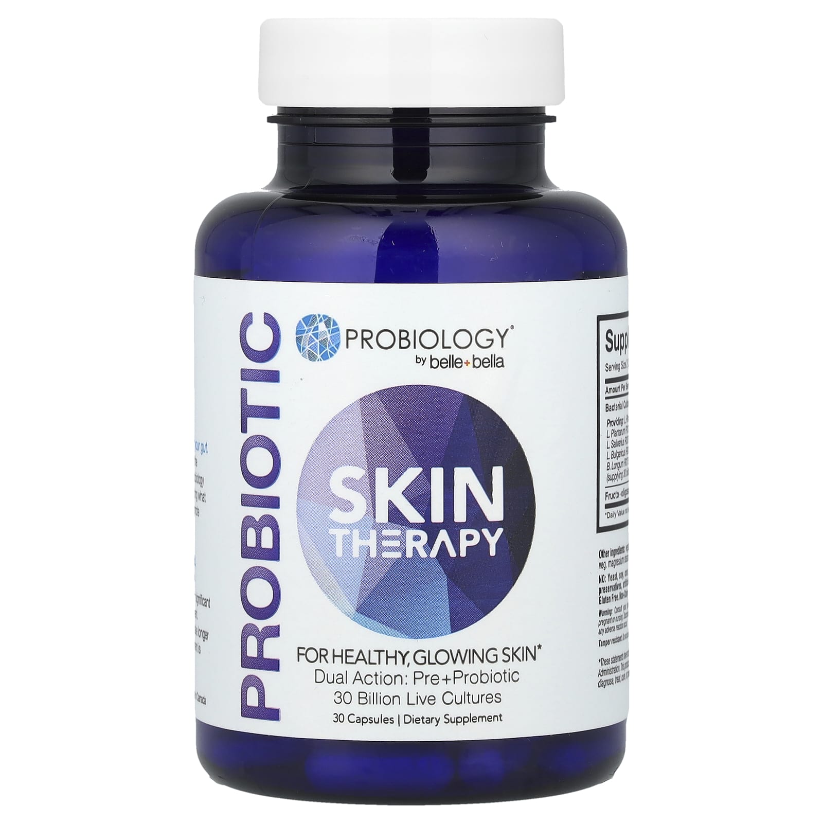 Belle+Bella, Probiology®, Probiotic Skin Therapy, 30 Capsules (15 Billion Cfu/Capsule)
Belle+Bella, Probiology®, Probiotic Skin Therapy, 30 Capsules (15 Billion Cfu/Capsule)