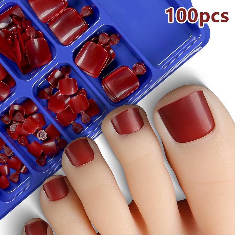 100Pcs Fake Toenail Natural Solid Color Press On Toe Foot Full Cover Square Nails Art Tips Fast Wearable Nail Manicure Tool вина червоного кольору
100Pcs Fake Toenail Natural Solid Color Press On Toe Foot Full Cover Square Nails Art Tips Fast Wearable Nail Manicure Tool вина червоного кольору