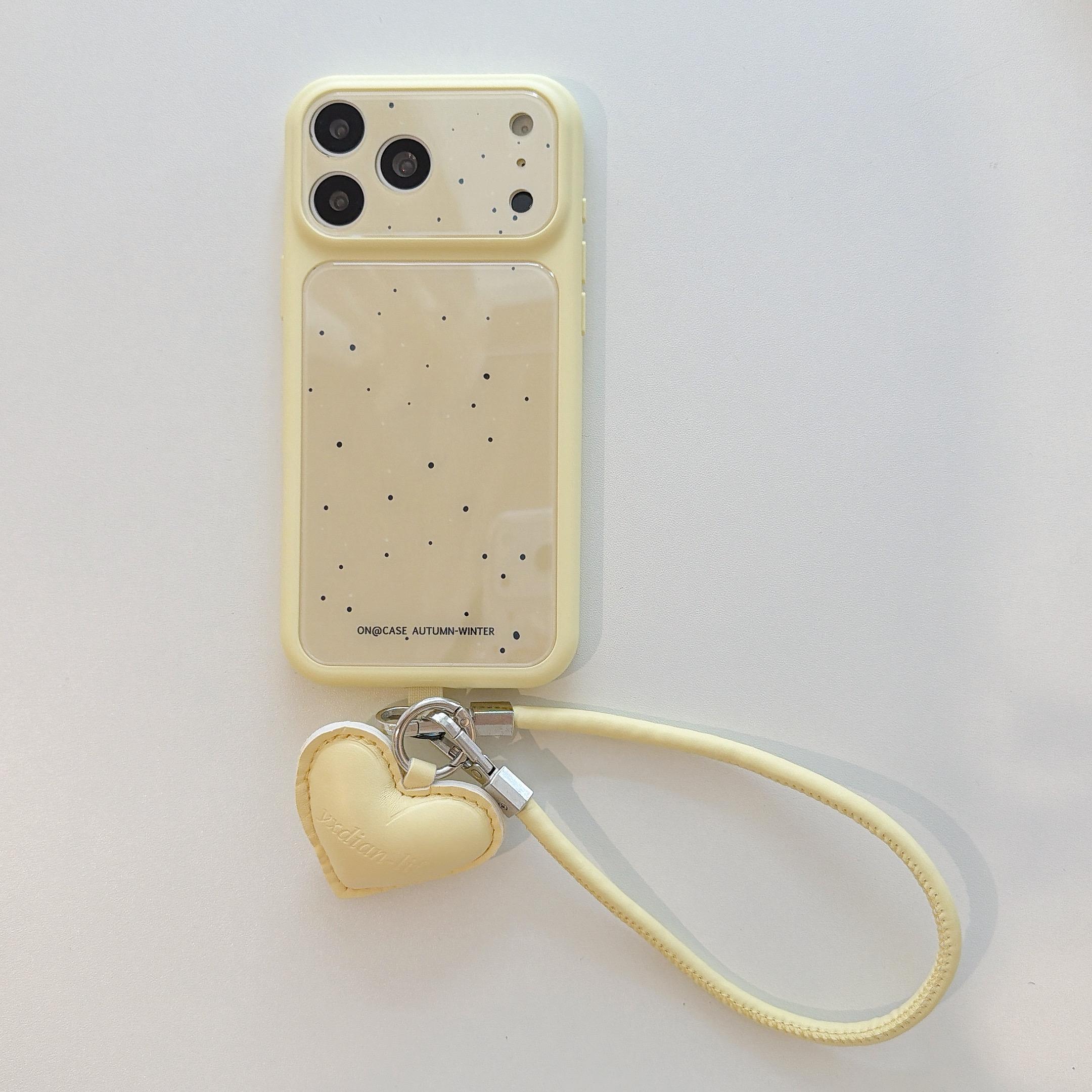 Polka Dot Heart Decoration with Wrist Lanyard Phone Case for IPhone 17 16 15 14 Pro Max Plus Shockproof Cover iPhone17 жовтий
Polka Dot Heart Decoration with Wrist Lanyard Phone Case for IPhone 17 16 15 14 Pro Max Plus Shockproof Cover iPhone17 жовтий