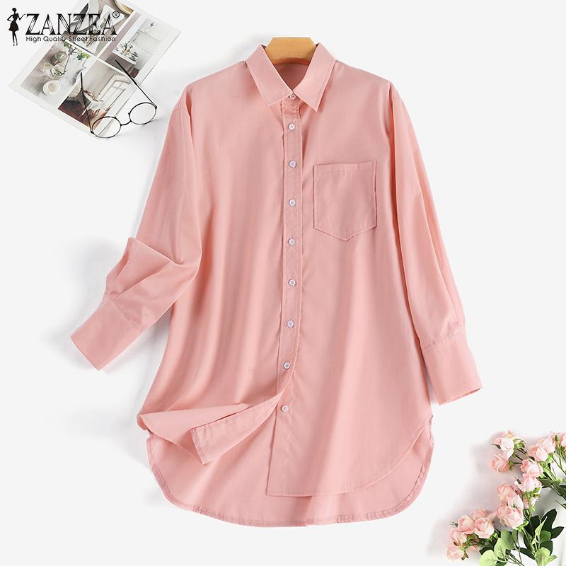 ZANZEA Женские повседневные свободные блузки с отложным воротником и длинными рукавами 
ZANZEA Женские повседневные свободные блузки с отложным воротником и длинными рукавами