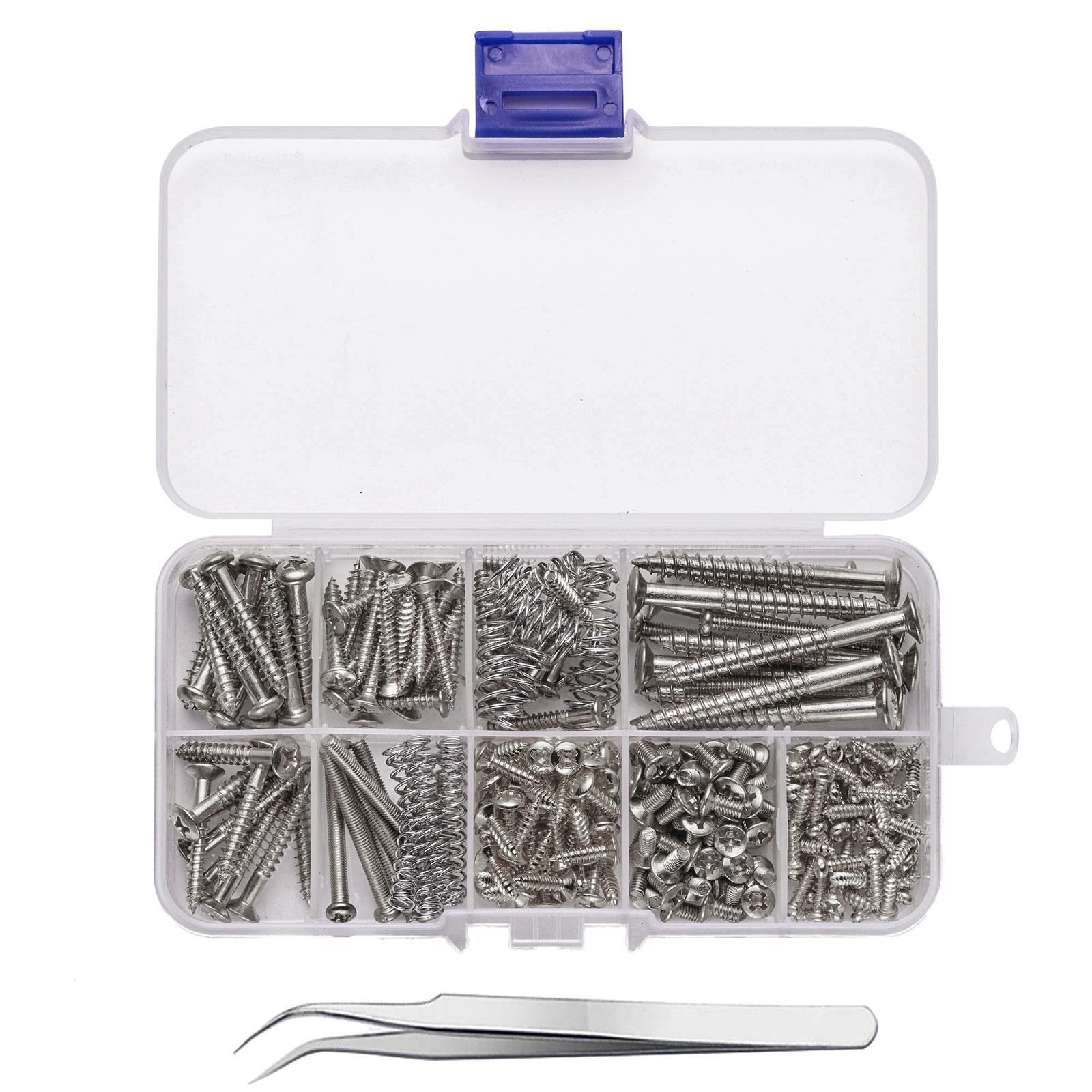 Guitar Screws Assortment Box Kits for Electric Guitar Tuner, Switch, Neck Plate, with Springs, 9 Types, Total 173 Pieces срібний
Guitar Screws Assortment Box Kits for Electric Guitar Tuner, Switch, Neck Plate, with Springs, 9 Types, Total 173 Pieces срібний