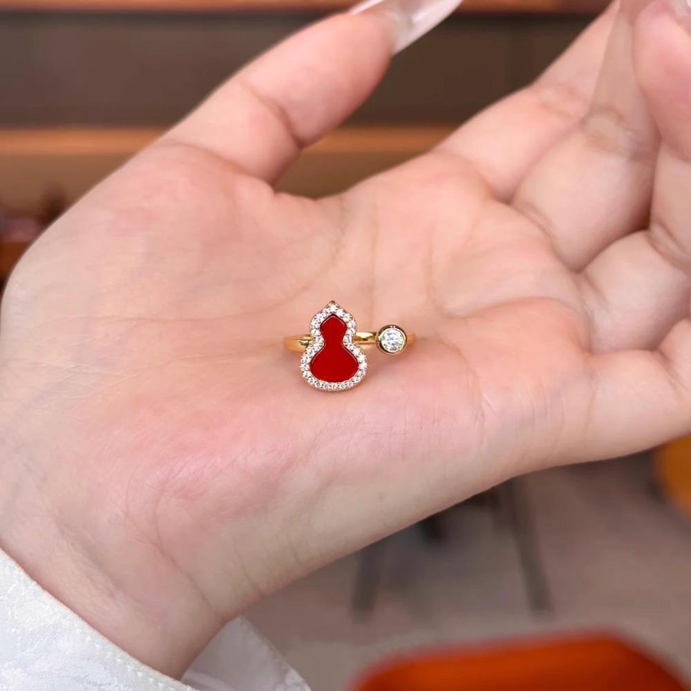 Women Open Ring Chinese Inspired Diamond Red Agate Gourd Ring Luxury Fashion White Mother of Pearl Minimalist Jewelry adjustable
Women Open Ring Chinese Inspired Diamond Red Agate Gourd Ring Luxury Fashion White Mother of Pearl Minimalist Jewelry adjustable