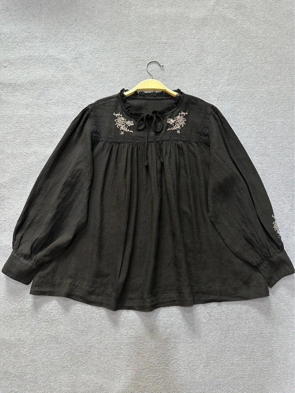 Johnature Mori Вінтажні жіночі блузки на шнурівці з вишивкою Повсякденні вільні прості сорочки на краватках з оборками Осінні One Size чорний
Johnature Mori Вінтажні жіночі блузки на шнурівці з вишивкою Повсякденні вільні прості сорочки на краватках з оборками Осінні One Size чорний