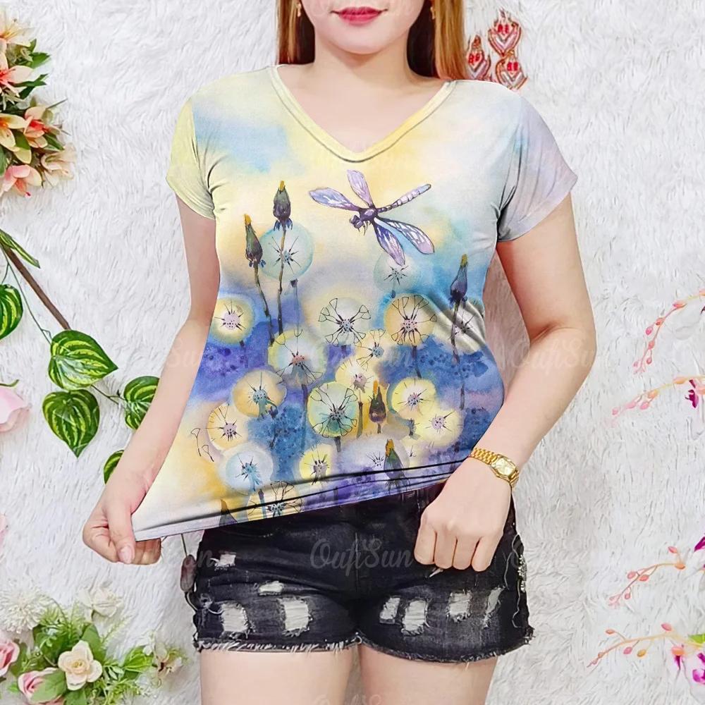 New Summer Women Floral Painting T-shirt Fashion V-Neck Tops Tees Female Casual Short Sleeve Clothing Ladies Stylish Streetwear S
New Summer Women Floral Painting T-shirt Fashion V-Neck Tops Tees Female Casual Short Sleeve Clothing Ladies Stylish Streetwear S