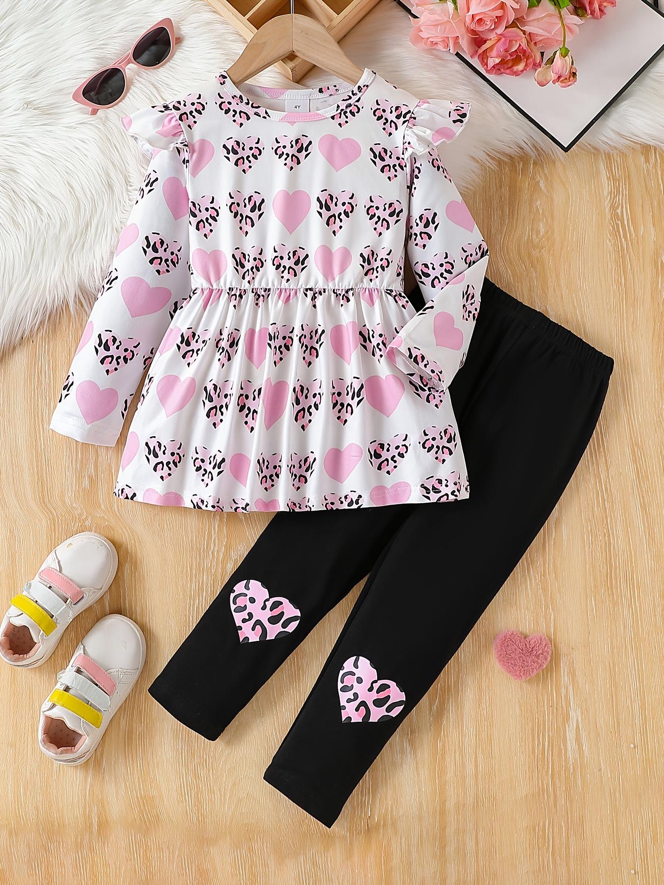 Girls 2 Piece Outfit 4-7Y Pink Leopard Heart Print Top and Black Leggings Sweet Cool Style Kids Clothing Set fit Kids Daily Wear 7Y
Girls 2 Piece Outfit 4-7Y Pink Leopard Heart Print Top and Black Leggings Sweet Cool Style Kids Clothing Set fit Kids Daily Wear 7Y