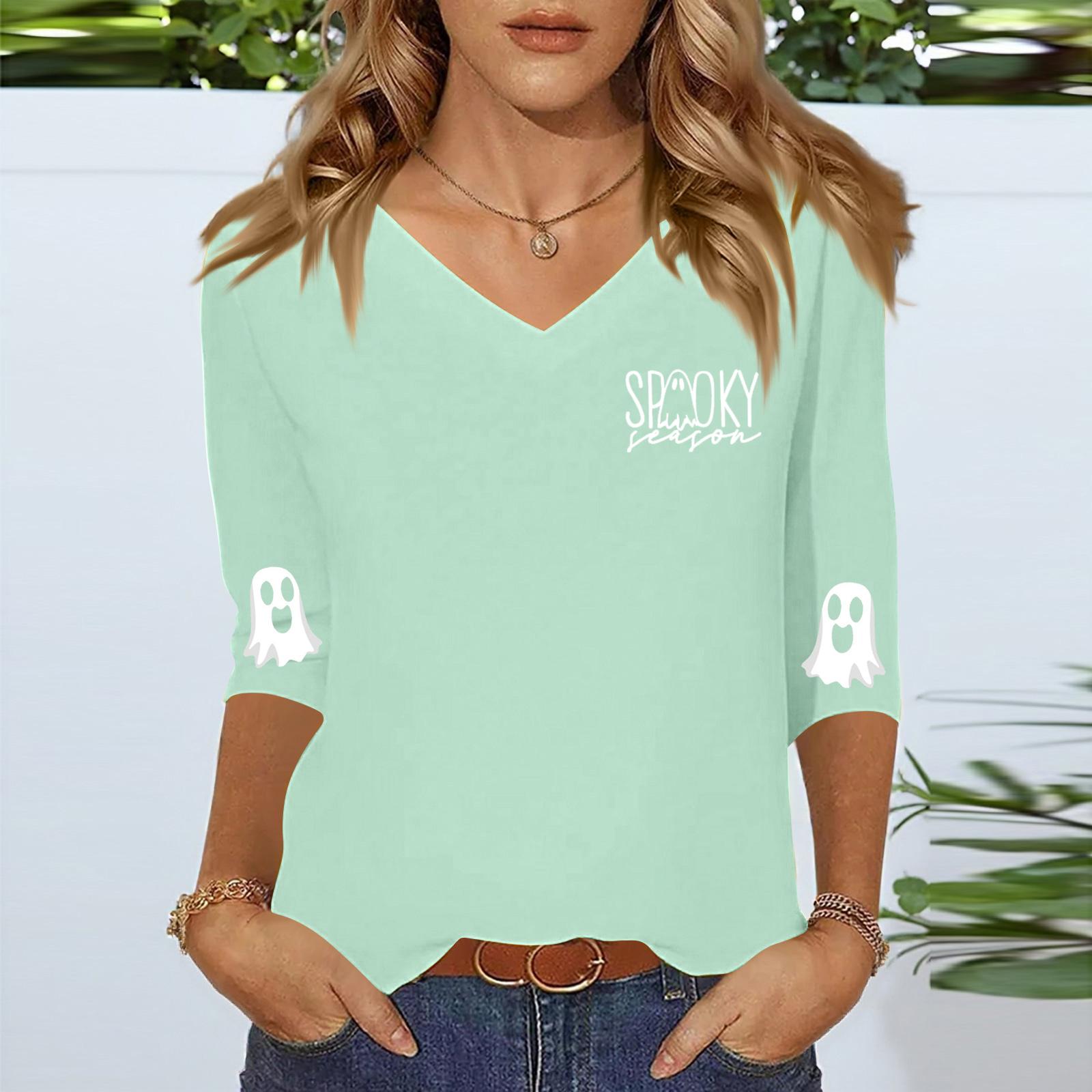 Women s Three-quarter Sleeve Shirt V-neck Loose Casual Spooky Scason Halloween Print Top XXL
Women s Three-quarter Sleeve Shirt V-neck Loose Casual Spooky Scason Halloween Print Top XXL