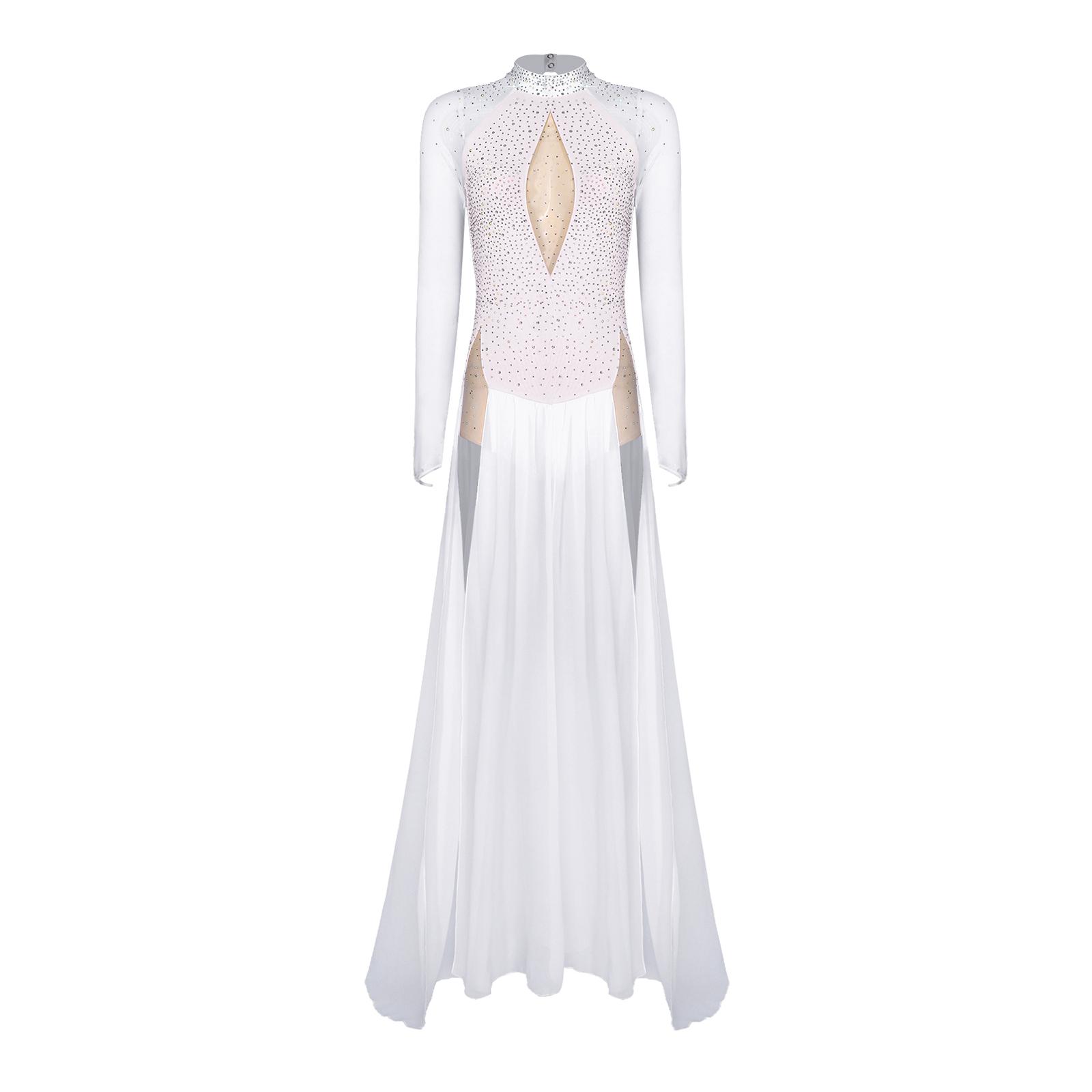 Жіноча блискуча сукня для ліричного танцю зі стразами, з довгим рукавом, з відкритою спиною, шифонова, з розрізом по подолу, цілісний купальник-сукня S білий
Жіноча блискуча сукня для ліричного танцю зі стразами, з довгим рукавом, з відкритою спиною, шифонова, з розрізом по подолу, цілісний купальник-сукня S білий