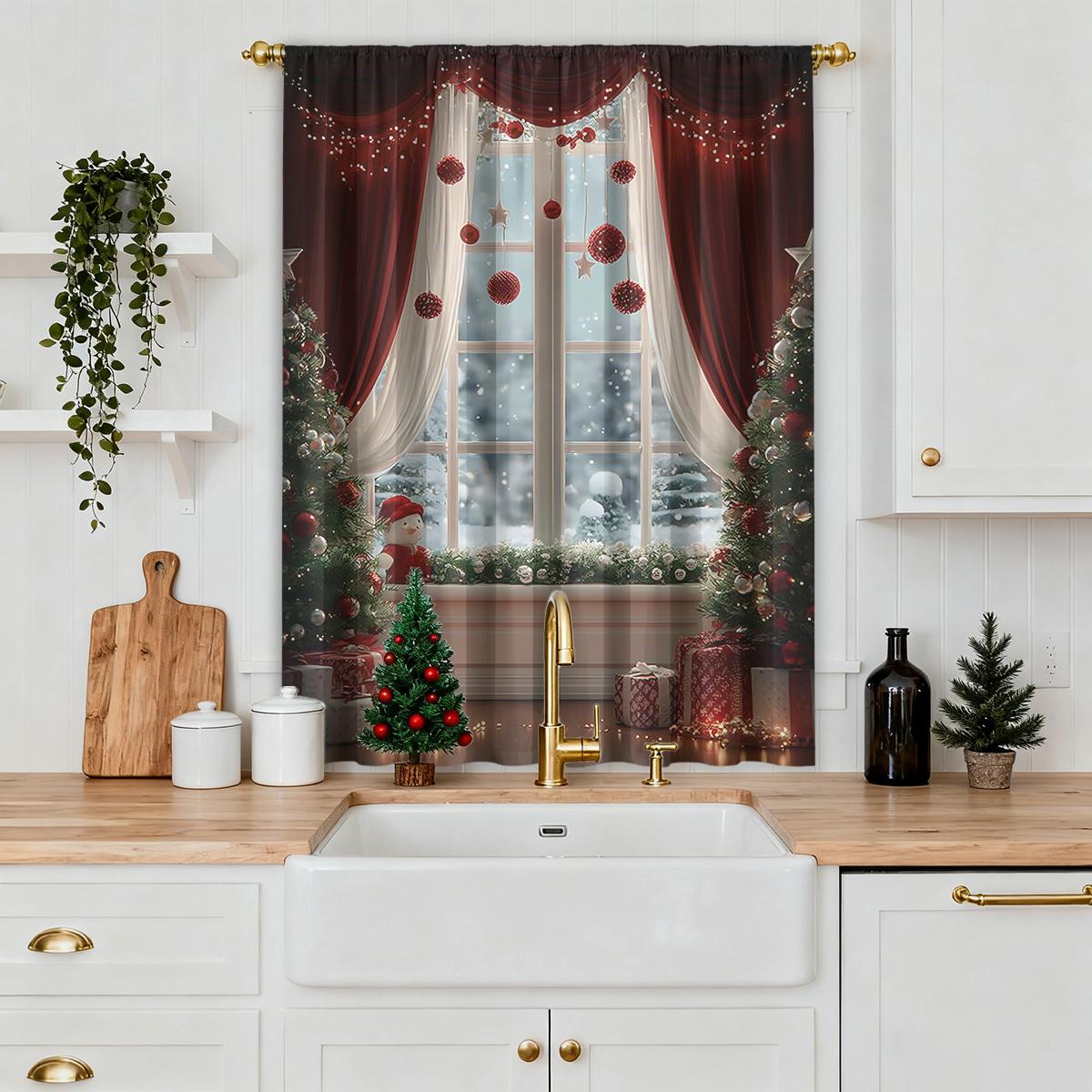 Single Panel Christmas Window Scenery Decoration Curtain Made Polyester Fiber Design Suitable Holiday Parties Winter Celebrations Decorations Of With W100*H70(CM)-Rod Pocket&1PCS
Single Panel Christmas Window Scenery Decoration Curtain Made Polyester Fiber Design Suitable Holiday Parties Winter Celebrations Decorations Of With W100*H70(CM)-Rod Pocket&1PCS