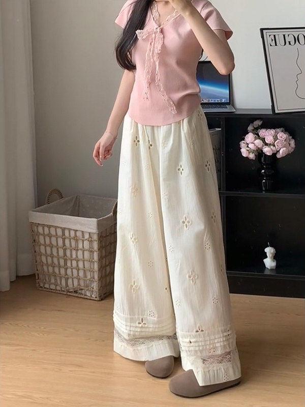 Plus Size Women s White Lace Splicing Wide-Leg Pants XXL белый
Plus Size Women s White Lace Splicing Wide-Leg Pants XXL белый
