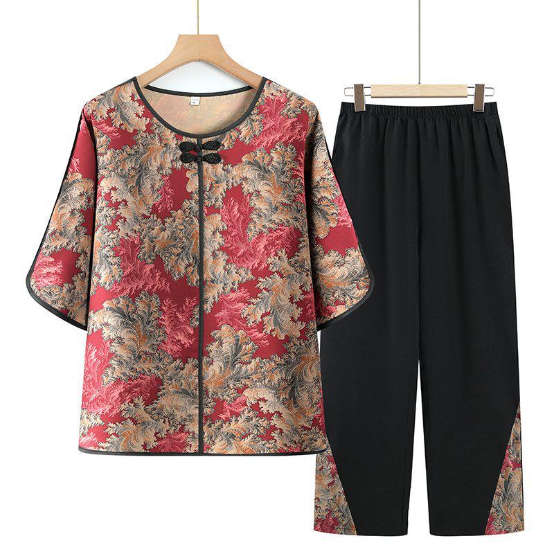 Grandma s Summer Two-Piece Set: Short-Sleeve Round Neck T-Shirt & Pants for Middle-Aged and Elderly Women, Plus Size 4XL (130-145 jin)
Grandma s Summer Two-Piece Set: Short-Sleeve Round Neck T-Shirt & Pants for Middle-Aged and Elderly Women, Plus Size 4XL (130-145 jin)
