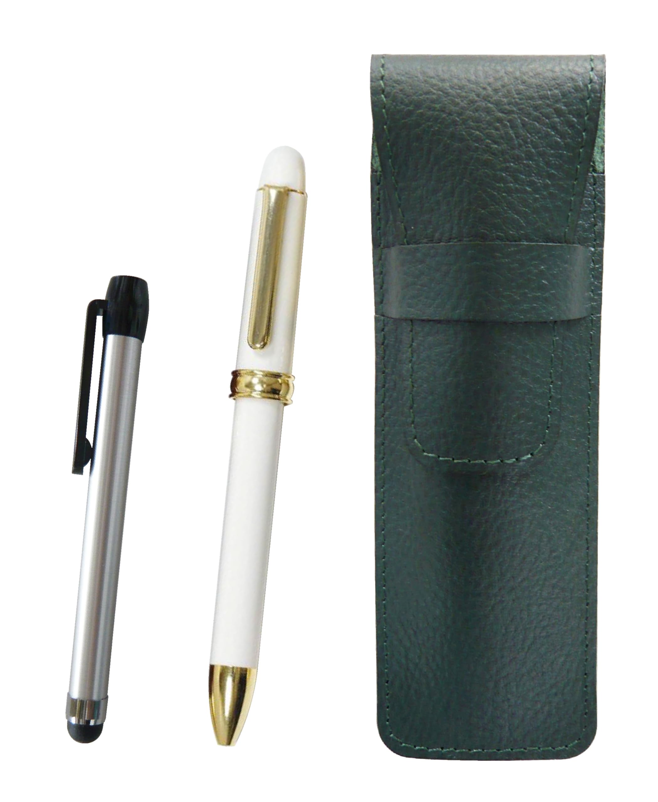 Grained leather pencil case Moss green Metal touch bar Silver and 2 color rotating ballpoint pen 2C600 set White SASMG-ALST-2C600-W
Grained leather pencil case Moss green Metal touch bar Silver and 2 color rotating ballpoint pen 2C600 set White SASMG-ALST-2C600-W
