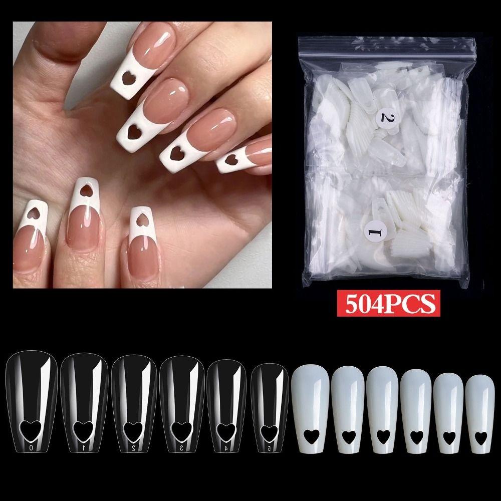 504pcs DIY Ultra-thin Traceless Fake Nails False Nails Hollow Love Heart French Long Ballerina 
504pcs DIY Ultra-thin Traceless Fake Nails False Nails Hollow Love Heart French Long Ballerina