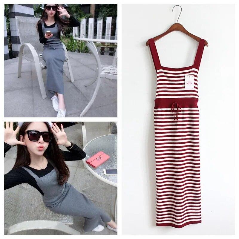 Вязаное платье миди без рукавов на тонких бретельках
Вязаное платье миди без рукавов на тонких бретельках