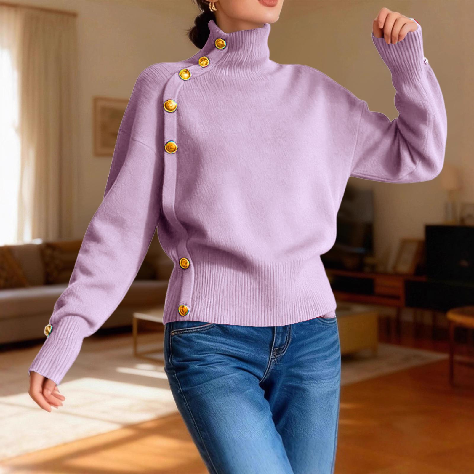 Женский свободный удобный повседневный модный вязаный свитер на пуговицах с высоким воротником M фиолетовый
Женский свободный удобный повседневный модный вязаный свитер на пуговицах с высоким воротником M фиолетовый