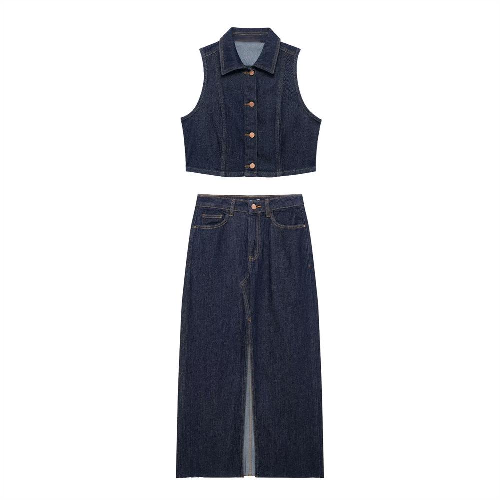 Spring/Summer 2025 Women s Lapel Sleeveless Denim Vest & High-Waisted Slit Midi Skirt Set XL
Spring/Summer 2025 Women s Lapel Sleeveless Denim Vest & High-Waisted Slit Midi Skirt Set XL